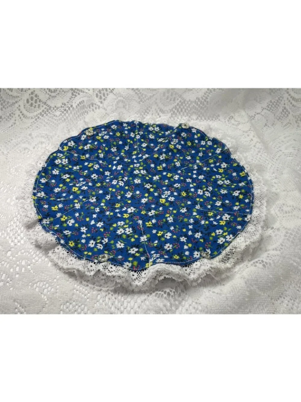 Vintage Print Fabric Egg Basket:  Handmade Country Farmhouse Decor Laced Cotton